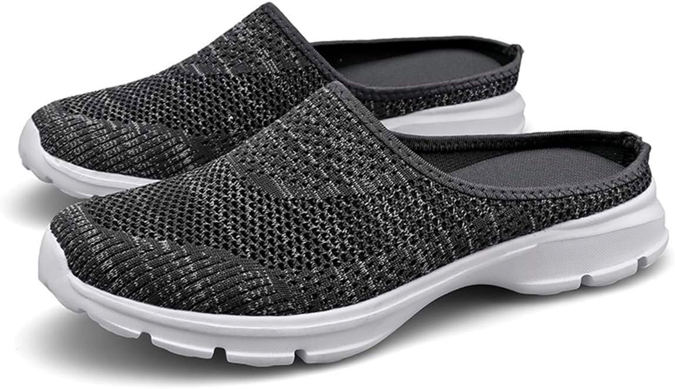 Womens Breathable Mesh Walking Mules Sneakers Open Back Slip On