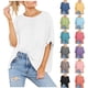 thumbnail image 2 of Camisetas de gran tamaño para las mujeres Casual verano Tops 2023 sólido cuello redondo caída hombro media manga blusas sueltas lindas camisetas, 2 of 4