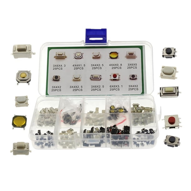 Interruptor de Llave de Control Remoto para Coche, 250 Uds., Interruptor PequeñO de ReparacióN, Interruptores de BotóN TáCtil, Paquete de Componentes, Microinterruptores