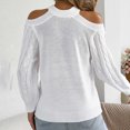 thumbnail image 5 of Women's Off-The-Shoulder Sweater Textured Hollow Knit Sweaters Loose Long Sleeve Pullover Casual Tops, 5 of 8