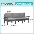 thumbnail image 4 of FUNDAZE Oversized HDPE Patio Furniture Sets, 3-Seater Outdoor Conversation Set | For Patio, Poolside, Backyard Use, Grey Frame with Gray Cushion, 4 of 7