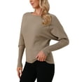 thumbnail image 4 of INSPIRE CHIC Women's Batwing Long Sleeve Oversized Sweaters Off the Shoulder Crewneck Knit Loose Tops S Brown, 4 of 6