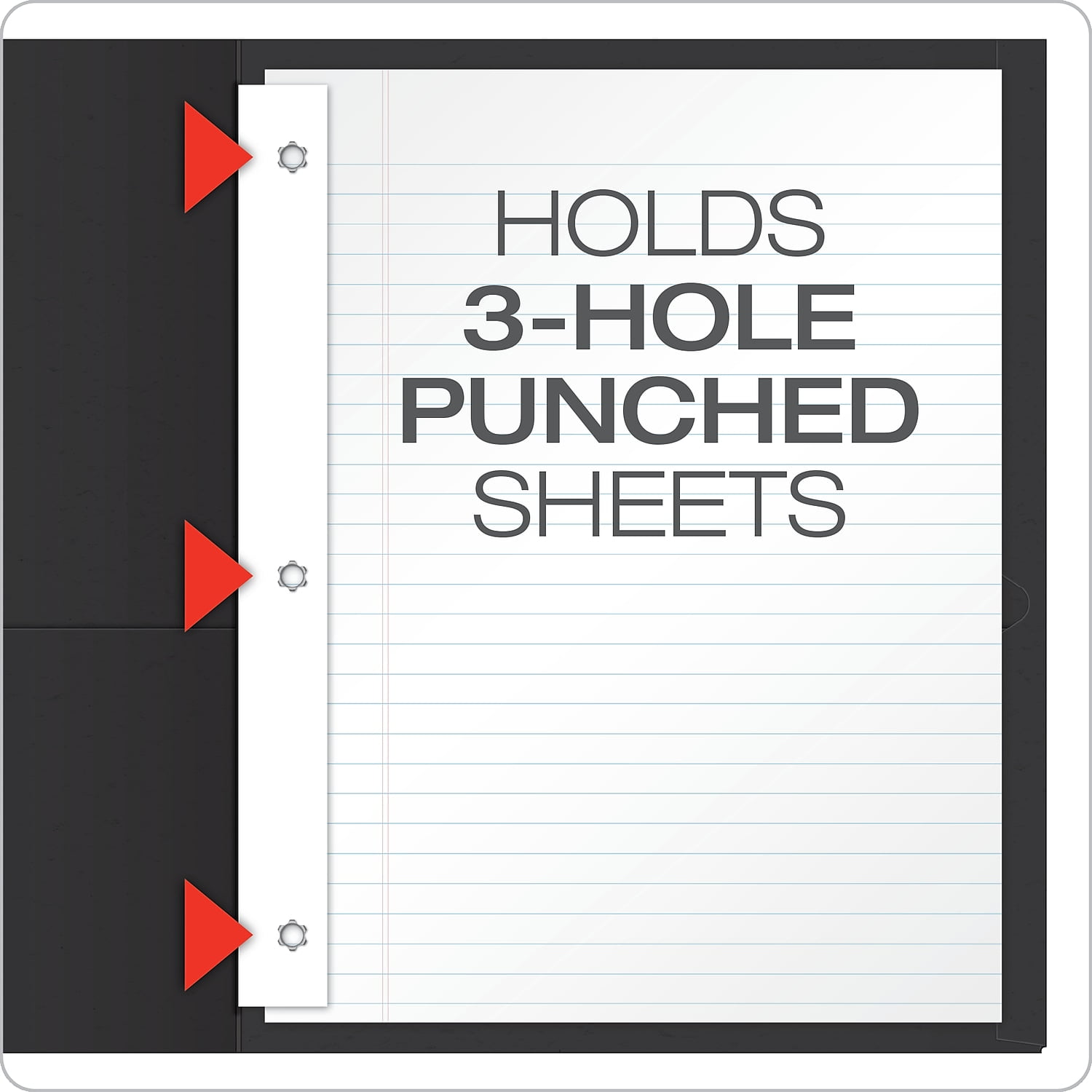 Oxford 57706 Paper Twin-Pocket Portfolio, Tang Clips, Letter, 1/2" Capacity, Black, 25/Box