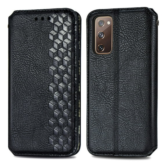 Allytech Galaxy S20 FE / S20 Lite Case, PU Leather Wallet Folio Flip Magnetic Buckle Slim Back Cover Built-in Card Holder Slot and Stand for Samsung Galaxy S20 Fan Edition, Black