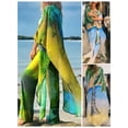 thumbnail image 3 of TFixol Women's Casual Beach Print Long Open Front Cardigan with Three-Quarter Sleeves, Tropical Coconut Tree Design, Polyester Material, Available in Orange/Green, Sizes S-2XL (EU32-40/US2-10/UK6-14), 3 of 6