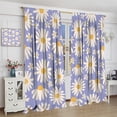 thumbnail image 5 of Daisy Flower Curtains, Cartoon Cute Daisy On Purple Background Print Rod Pocket Thermal Insulation Window Treatments for Baby Girls Bedroom Living Room, 84" W X 84" L, 5 of 8