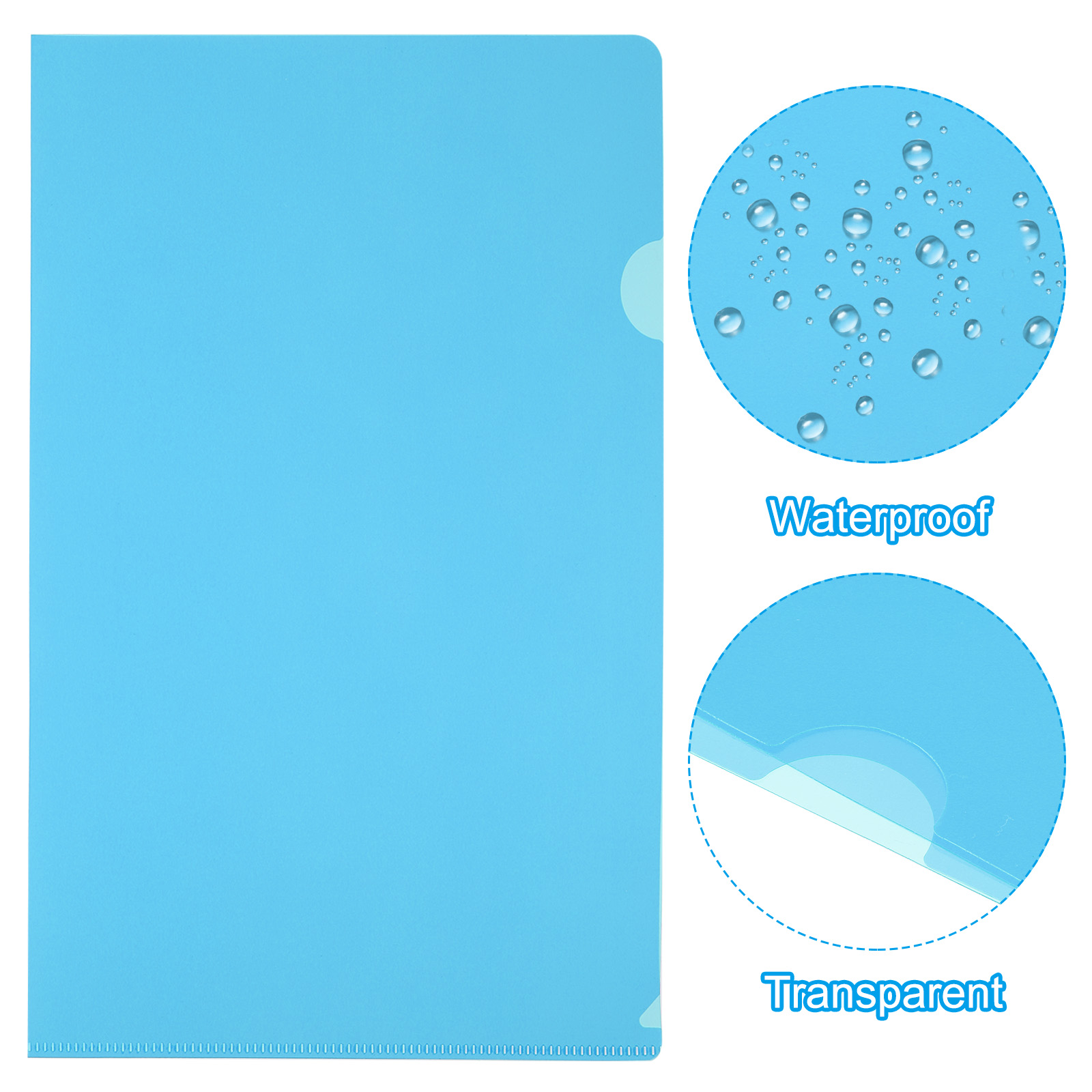 Uxcell L Type Folders 30 Pack A4 Plastic File Project Pockets Clear Paper Document Jacket Sleeves Sky Blue