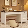 thumbnail image 5 of Soonbuy 53.5" Wooden Work Desk with File Cabinet,Home Office Desk with Drawers,Executive Desk with Power Outlet,Computer Desk for Work, Study, Writing, 5 of 8