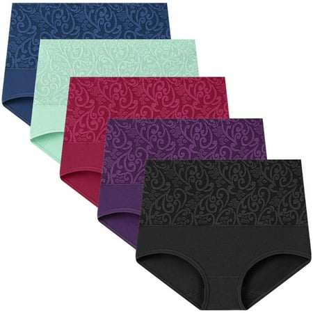 Ruimatai 5 Pack Womens Cotton Underwear Plus Size Women s Full Coverage High Waisted Briefs Tummy Lifting Panties Underwear