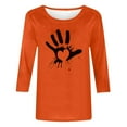 thumbnail image 4 of Aobny Plus Elegant Tops for Women Orange Heart Blouses Crew Neck Pullover 3/4 Sleeve Fall Tops,XXXL, 4 of 5