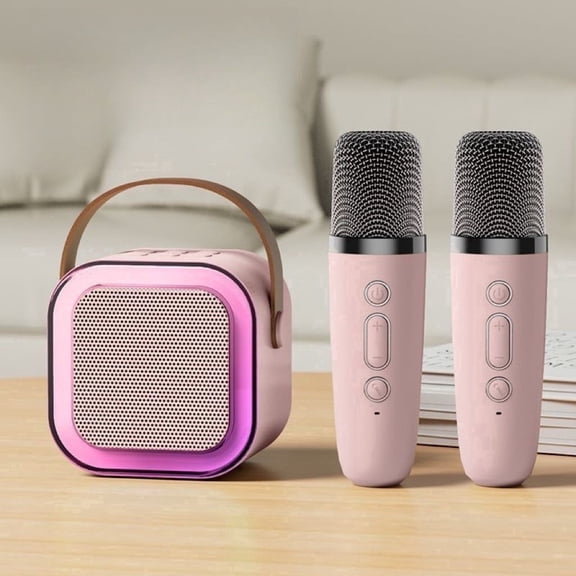 Mini Karaoke Machine for Kids, Portable Bluetooth Speaker with 2 Microphones and 5 Voice Effect