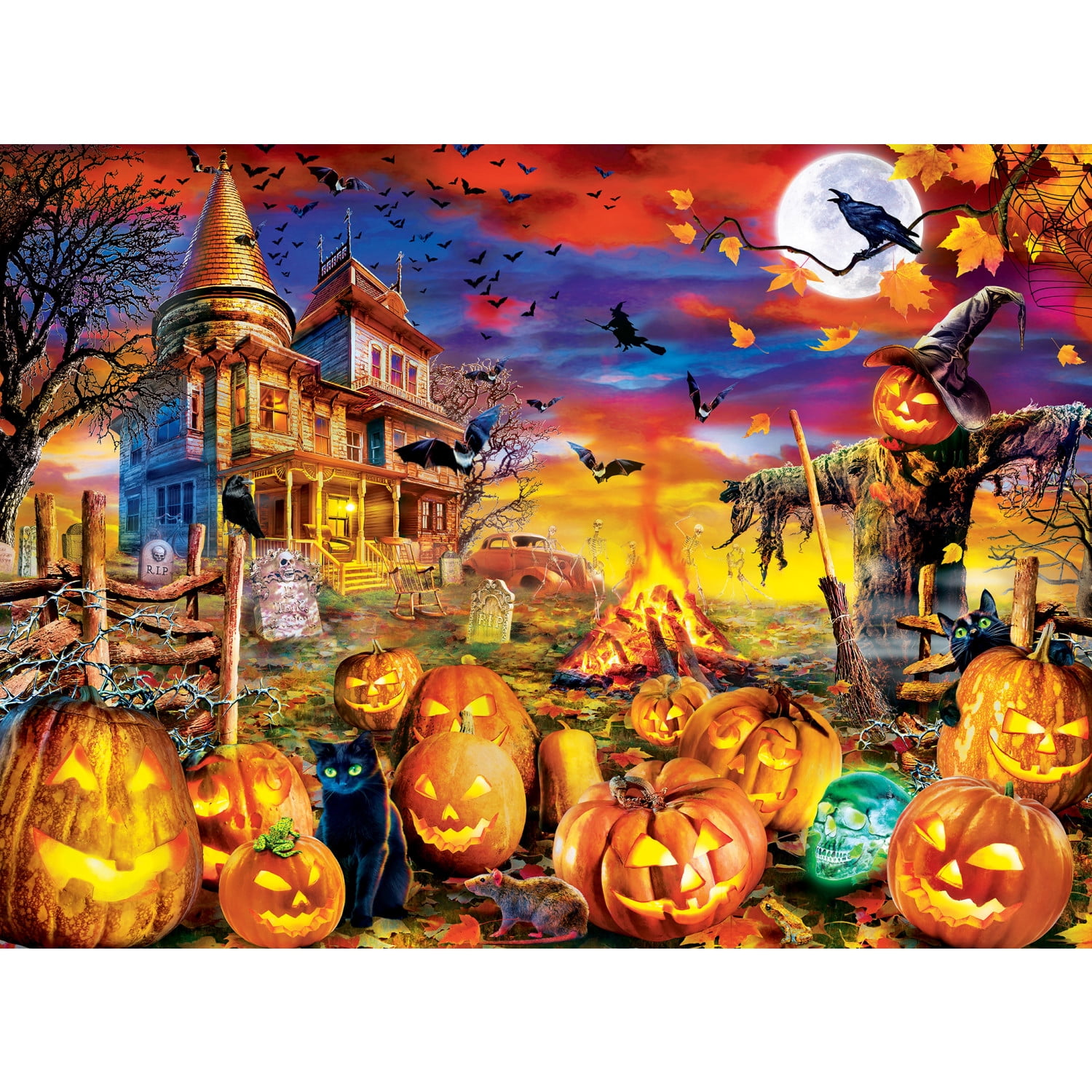 MasterPieces 100 Piece Kids Glow in the Dark Jigsaw Puzzle - The Pumpkin Kings