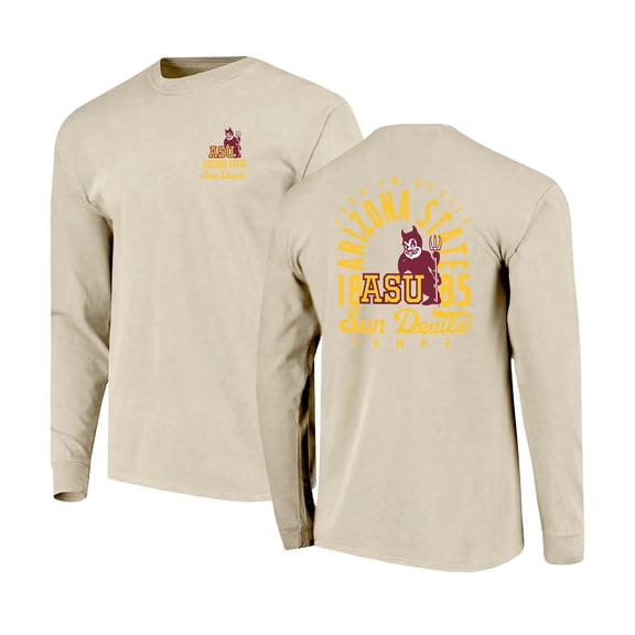 Men's Natural Arizona State Sun Devils Comfort Colors Mascot Overlay Long Sleeve T-Shirt