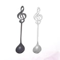 thumbnail image 4 of 2 Pcs Stainless Steel Coffee Spoons Musical Note Pattern Stirring Spoon Dessert Scoop Tableware for Kitchen Party Bar(Original Color + Black), 4 of 8