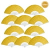 Quasimoon Paper Hand Fans for Women (9-Inch Premium, Yellow, 10-Pack) - Ideal for Wedding and Party Favors, Gifts, and Decorations