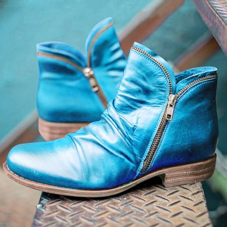 

XINKAIRUN Women S Boots Winter and Autumn Boots Womens Short Boots Zipper Martins Shoes Blue