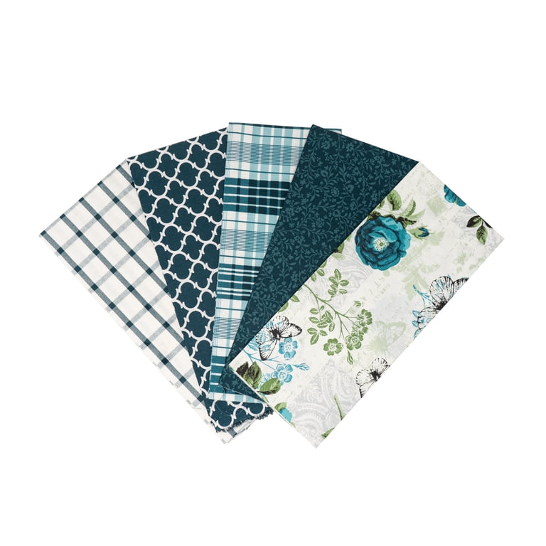 Waverly Inspirations Teal Cotton Fabric Bundle 21x18 inches, 5 Pcs