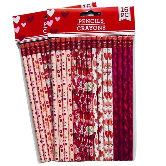 Valentine’s Day Pencils, Valentine's Day Party Favor, Non-Candy Valentine's Class Party Favors – 2 Pack
