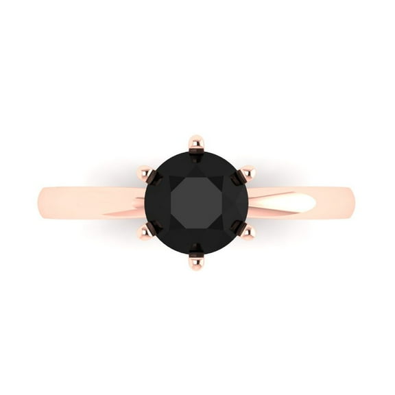 Solitaire Engagement Ring for Women - 1ct Natural Onyx in 18K Rose Gold Promise Ring