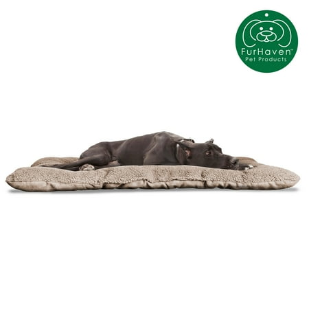Tufted Dog Bed FurHaven Pet Kennel Pad | Reversible Terry and Suede Pet Tufted Pillow Dog Bed for Crates & Kennels, Clay, Jumbo ()