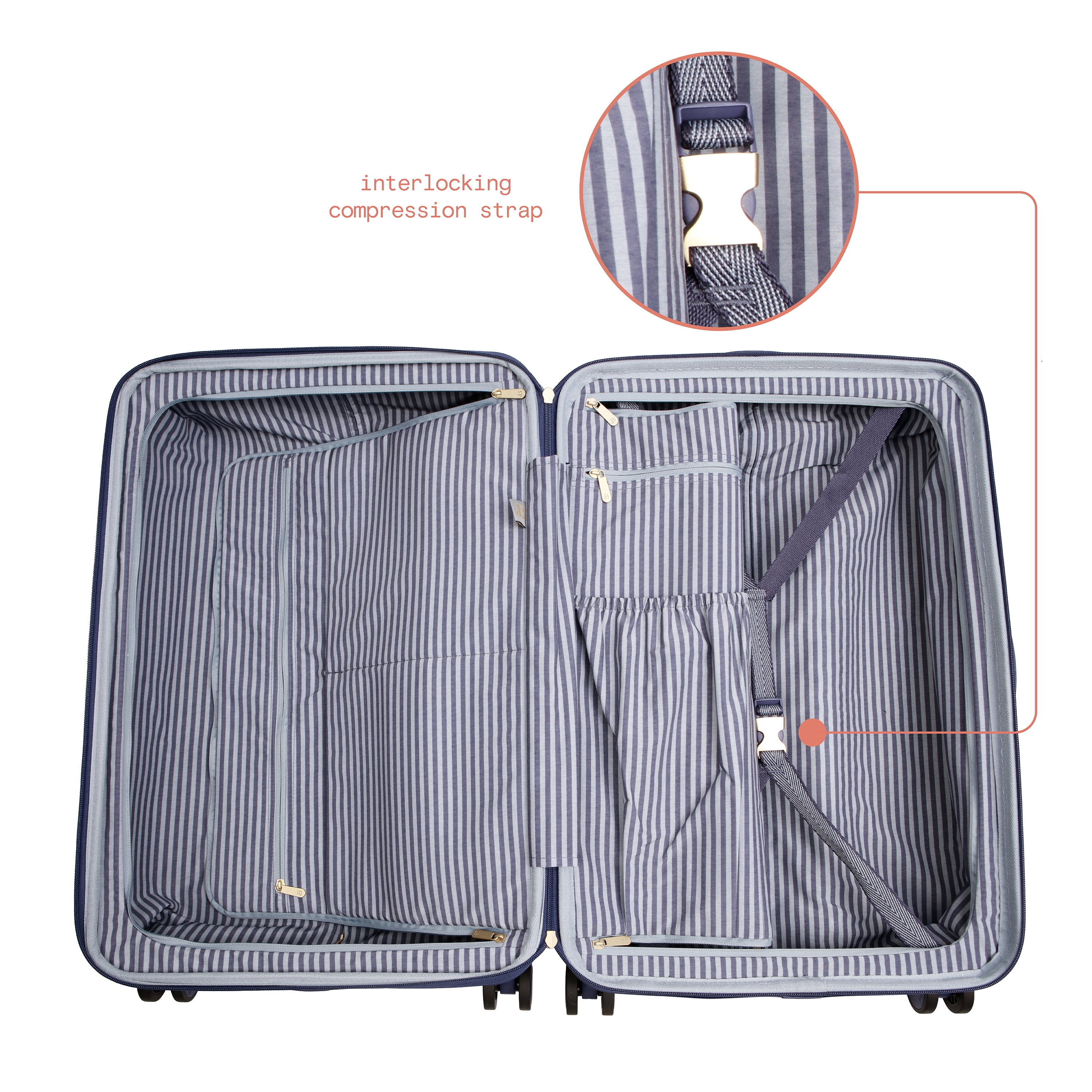 Beautiful 24-inch Checked Expandable Hardside Upright Luggage by Drew Barrymore, Starry Night Blue
