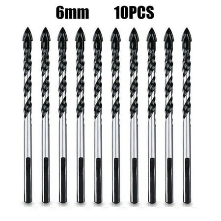 

Goodhd 10Pcs 6mm Tungsten Carbide Drill Bit Set For Porcelain Tile Concrete Brick Glass