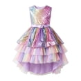 thumbnail image 4 of JAJAHO Girls Sparkly Dress Sleeveless Glitter Sequin Mesh Layered High-Low Summer Midi Dresses Birthday Party Outfit For Kids 3-14Y, 4 of 4