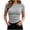 *Gray, variant on VBVC Women's Crew Neck Ribbed Side T-Shirt , Ladies' Slim Fit Short Sleeve Tee , Stretchy Basic Casual Tops For Women,Army Green,S-2XL