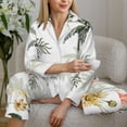 thumbnail image 4 of Goofa Vintage Palm Trees Printed Women’s 2 Piece Pajama Set Super,Pajamas Women's Long Sleeve Sleepwear Soft Button Down Loungewear Pjs Lounge Set Nightwear-Small, 4 of 9