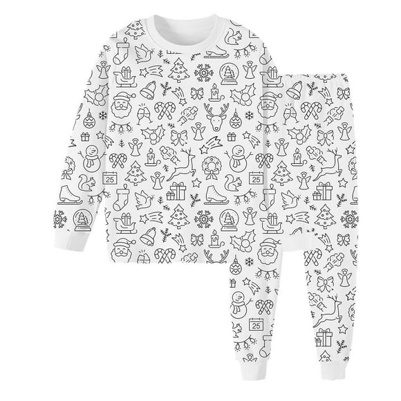 GDREDA Kid DIY Hand Painted Homewear Set Colouring Pajama Sets For Boy And Girl Can Play With And Wea Boy Sleepwear White,3-4 Years