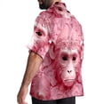 thumbnail image 3 of Pink Monkey Gorilla Men's Short Sleeve Printed Button Down Beach, Casual, Poplin Shirts for Summer Vacation, 3 of 6