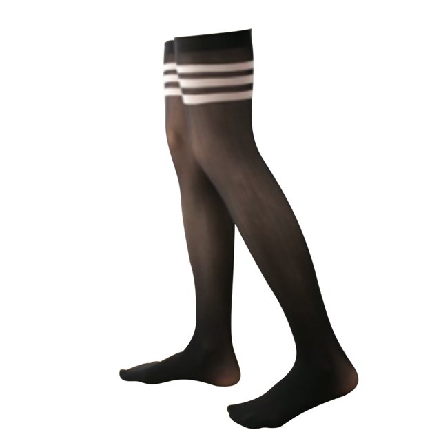 4 PAQUETES 32 CM High Socks JK sobre rodilla Sin resbalón Estilo Preppy Manguera caliente Medias de muslo alto para uso diario Fiesta de Halloween Cosplay Blanco Raya Inevent AP008232-18B
