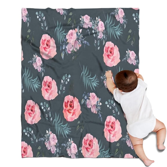 Pioneer Flower Floral Print Pattern Blanket,Comfortable Soft Lamb Wool Throw Blanket,All Season,Warm Lightweight Blankets for Sofa Bed Couch Living Room Chair,30"x40"