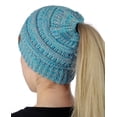thumbnail image 1 of C.C Bonnet Queue de Cheval Extensible Doux Tricot Torsadé Chignon Haut, Mélange Turquoise, 1 of 2