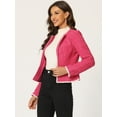 thumbnail image 3 of DARING DIVA Plaid Tweed Long Sleeve Open Front Blazer M Hot Pink, 3 of 6