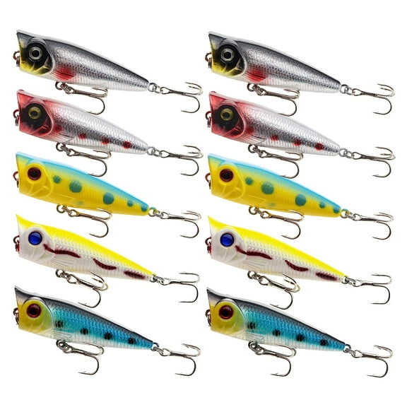 Fishing Lures, Minnow Popper Crank Baits Pencil Bass Trout Fishing Lures with Hooks, Topwater Artificial Hard Swimbaits for Saltwater Freshwater Trout Walleye Blueback Salmon Catfish