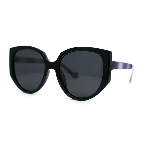 Polarized Womens Mod Oversized Flat Butterfly Fashion Sunglasses Black Purple / Black