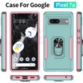 thumbnail image 3 of KOMI pour Google Pixel 8, Étui avec Protecteur d'Écran, Béquille Anneau Réglable à 360° Intégrée, Armure de Protection Militaire Antichoc - Vert/rose, 3 of 5