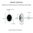 thumbnail image 6 of Rosec Jewels 2 CT Oval Cut Black Onyx Classic Stud Earrings with Moissanite Halo, 14K White Gold, 6 of 7