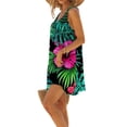thumbnail image 4 of VBTAPA Sundresses for Women Tropical Print Sleeveless Pleated Mini Dress Hawaiian Beach Vacation Dresses Limited Time Sales Multicolor L, 4 of 7