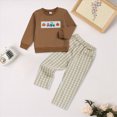 thumbnail image 2 of Futezty Infant Baby Boy Halloween Outfit Long Sleeve Pumpkin Car Embroidery Sweatshirt Gingham Plaid Pants Smocked Clothes 3T-10T, 2 of 4