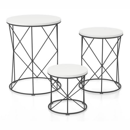 Bowery Hill Contemporary Wood 3-Piece Nesting Tables in White