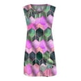 thumbnail image 5 of USSUMA Dress Women's Wedding Guest Loose Swing Flowy T Shirt Midi Sundresses for Women Casual Beach Diamond Shape Print Crewneck Sleeveless Summer Sun Dresses Graduation, 5 of 6