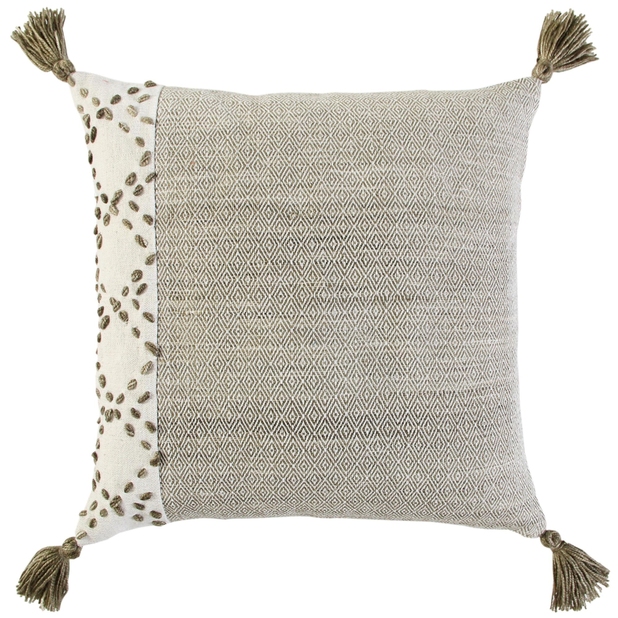 Bloomingville Grey Quilted Recycled Wool Pillow with Gold Zipper 