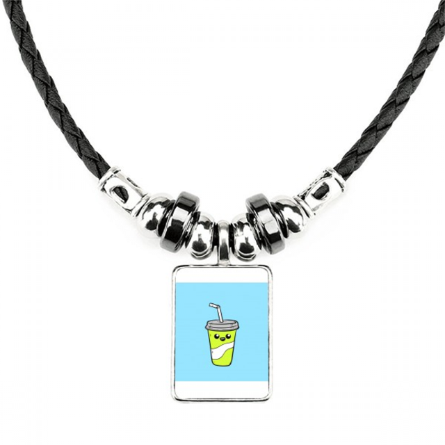Drawing Expression Lovely Drink Bottle Necklace Jewelry Torque Leather Rope Pendant
