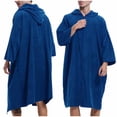 thumbnail image 2 of Mifsaly Mens Long Hooded Fleece Robe Full Zip Up Plush Bathrobe with Pockets Comfortable Soft Oversized Warm Winter Sleepwear Dark Blue,Free Size, 2 of 6