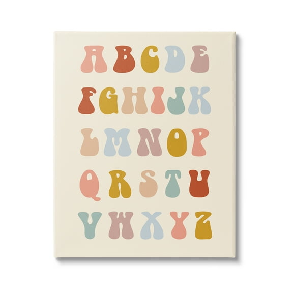 Stupell Industries Vintage Alphabet Letters Typography Painting Gallery Wrapped Canvas Art Print Wall Art, 16 x 20