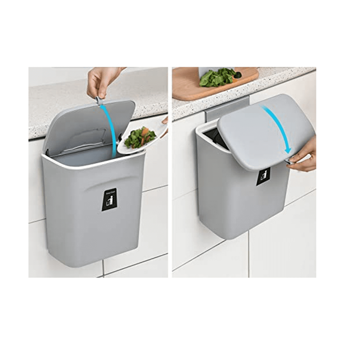 7/9L Garbage Can Wall Mounted With Sliding Lid Kitchen Trash Can For Under Sink