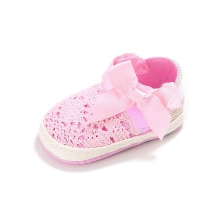 

Lacyhop Toddler Flats Soft Sole Princess Shoe First Walker Crib Shoes Wedding Breathable Hollow Out Prewalker Pink 6C