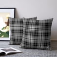 thumbnail image 2 of Pillow Covers 16x16 Set of 2, Buffalo Plaid Throw Pillow Covers Decorative Couch Cushion Cover, Black White Gray Farmhouse Gingham Striped Microfiber Soft Pillowcases for Bedroom Living Room Sofa, 2 of 9